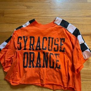 Syracuse tailgate crop top with race car sleeve detail #syracuse #tailgate